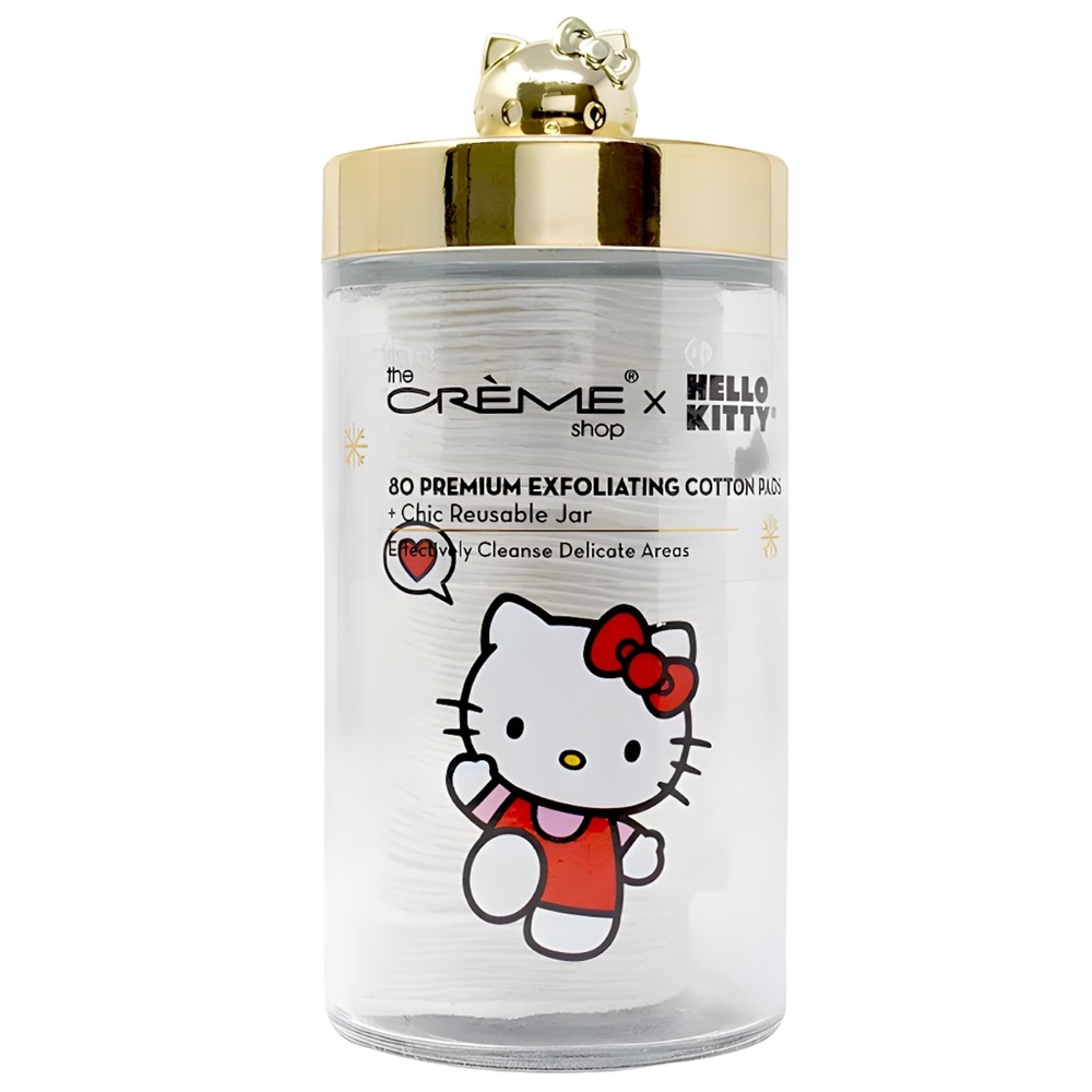 The Creme Shop x Hello Kitty Reusable Glass Jar with Cotton Pads Sanrio Kawaii
